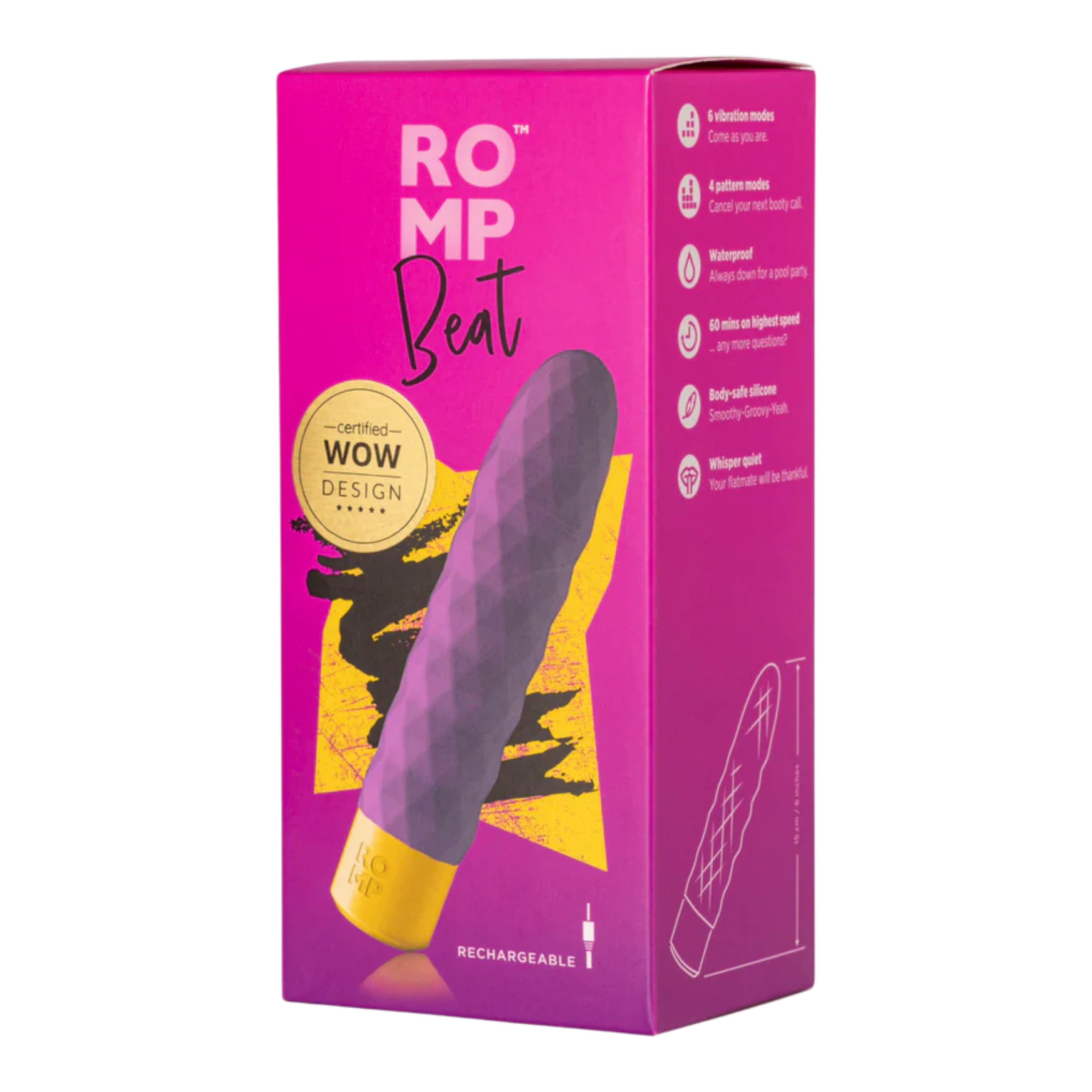 ROMP Beat Rechargeable Silicone Bullet Vibrator Light Purple