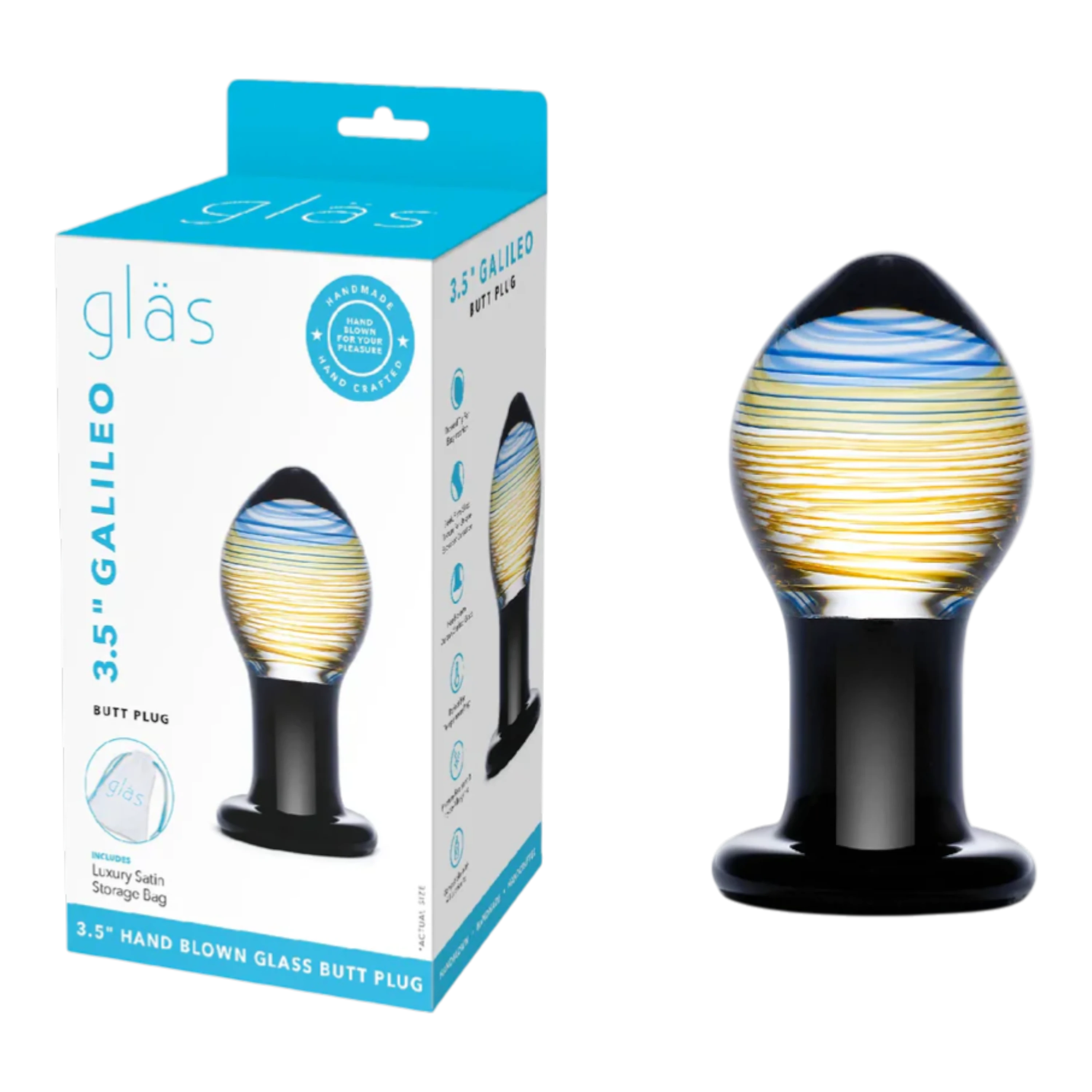 Glas 3.5 in. Galileo Glass Butt Plug