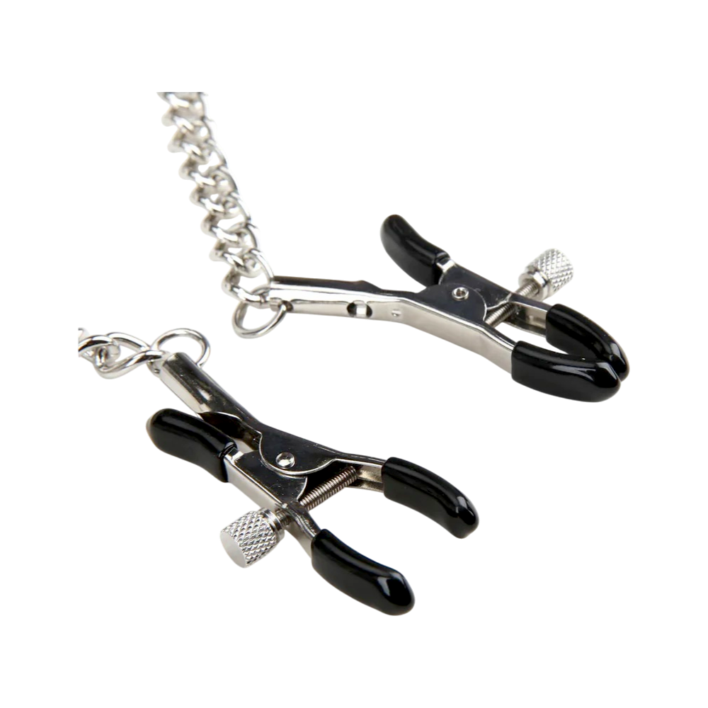 Lux Fetish — Collar with Nipple Clamps (Adjustable Pressure)