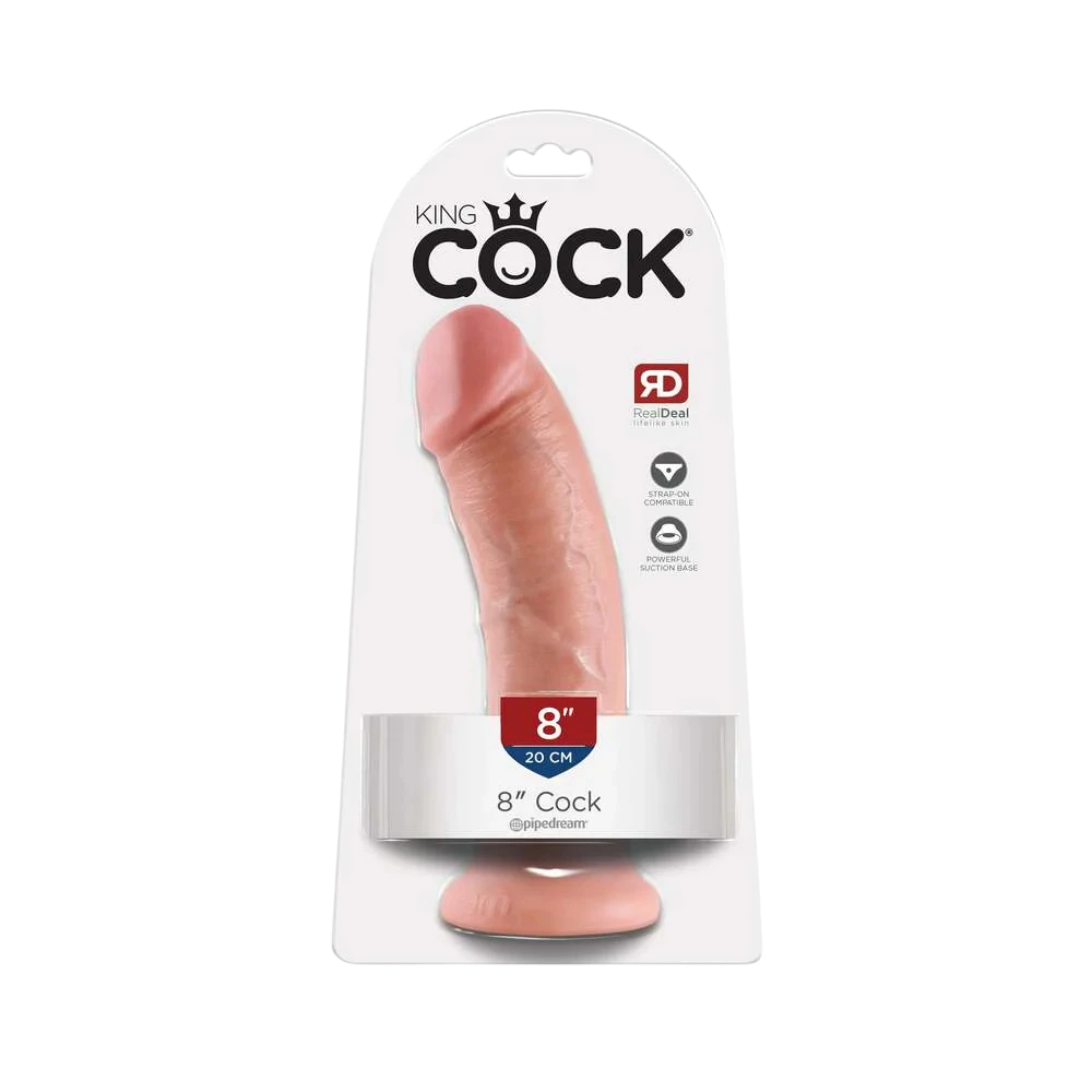 King Cock 8 in. Realistic Dildo With Suction Cup - Beige