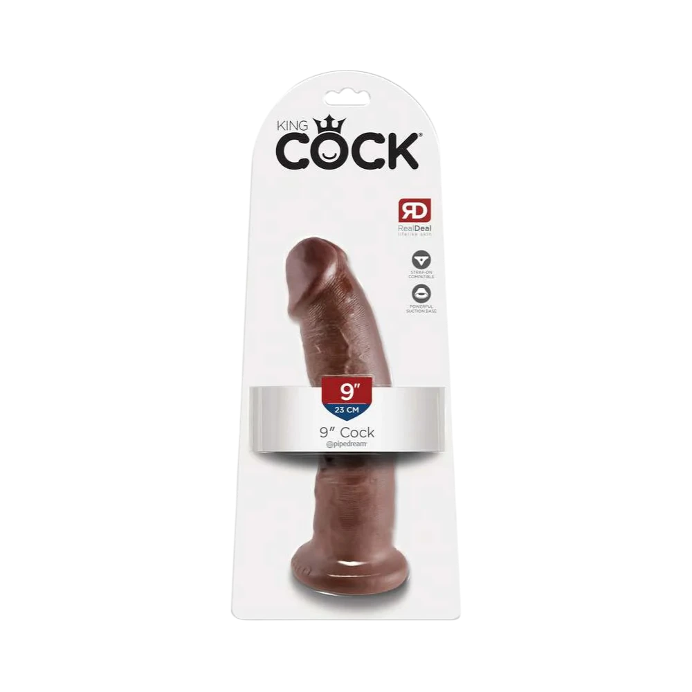 King Cock 9 in. Realistic Dildo With Suction Cup - Brown