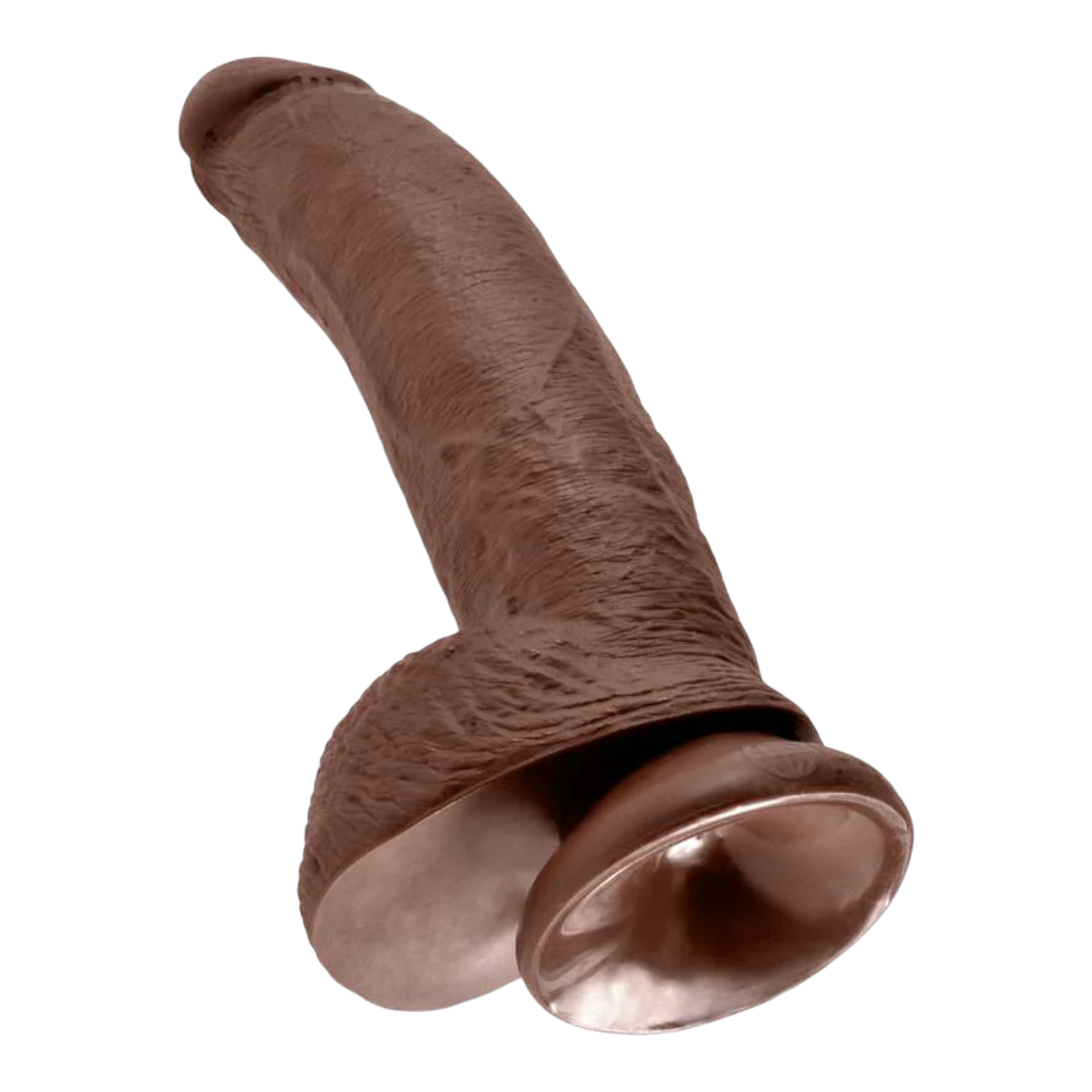 King Cock 9 in. Cock With Balls Realistic Suction Cup Dildo Brown