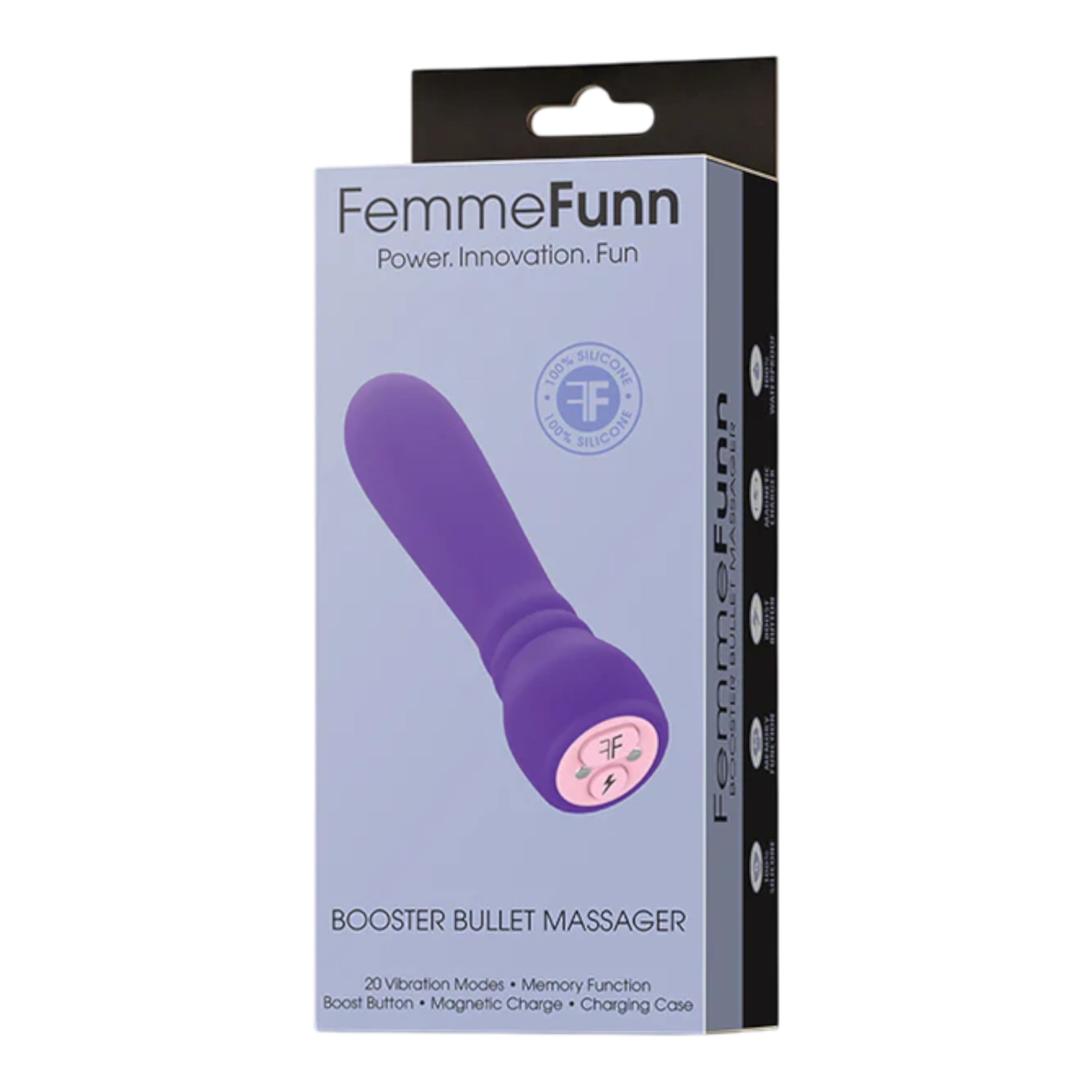 FemmeFunn Booster Bullet Massager Rechargeable Silicone Vibrator Dark Purple