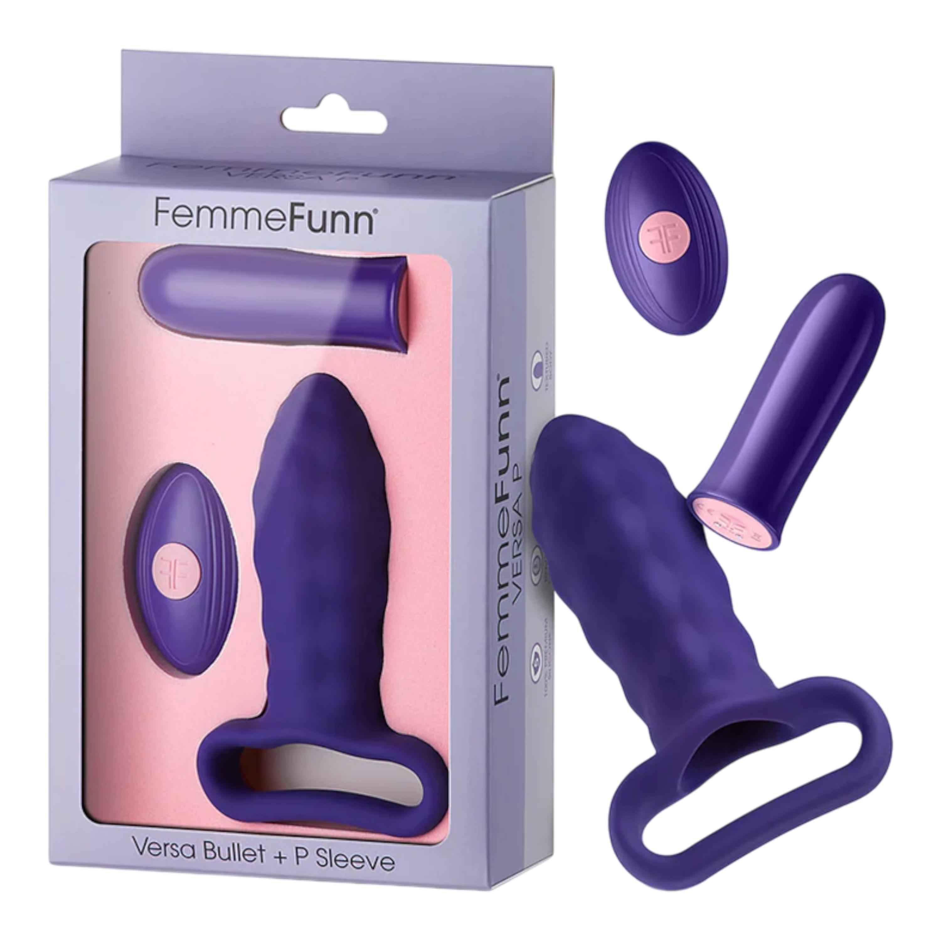 FemmeFunn Versa P Bullet Vibrator & Textured Silicone Sleeve Dark Purple