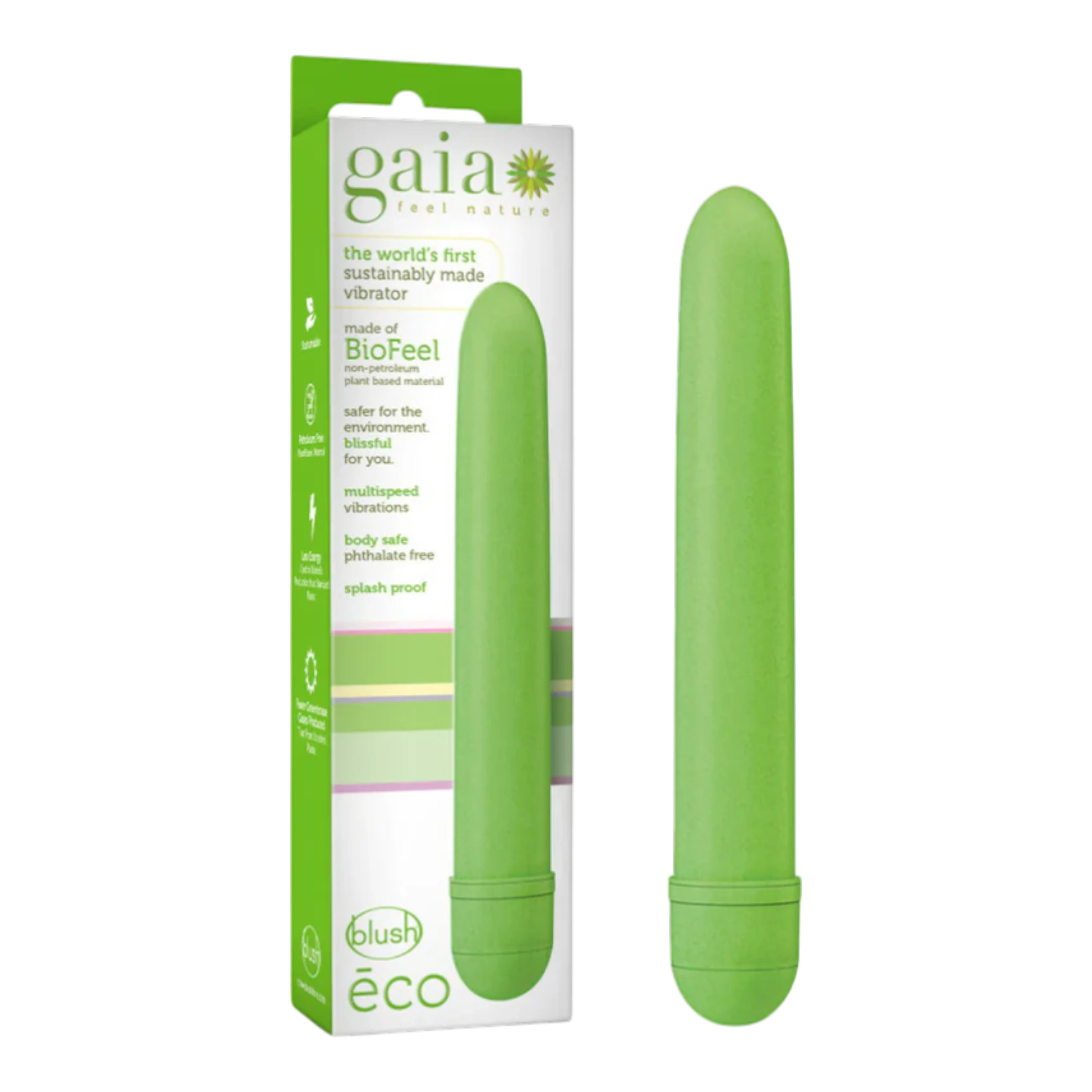 Gaia Eco Slimline Vibrator Green