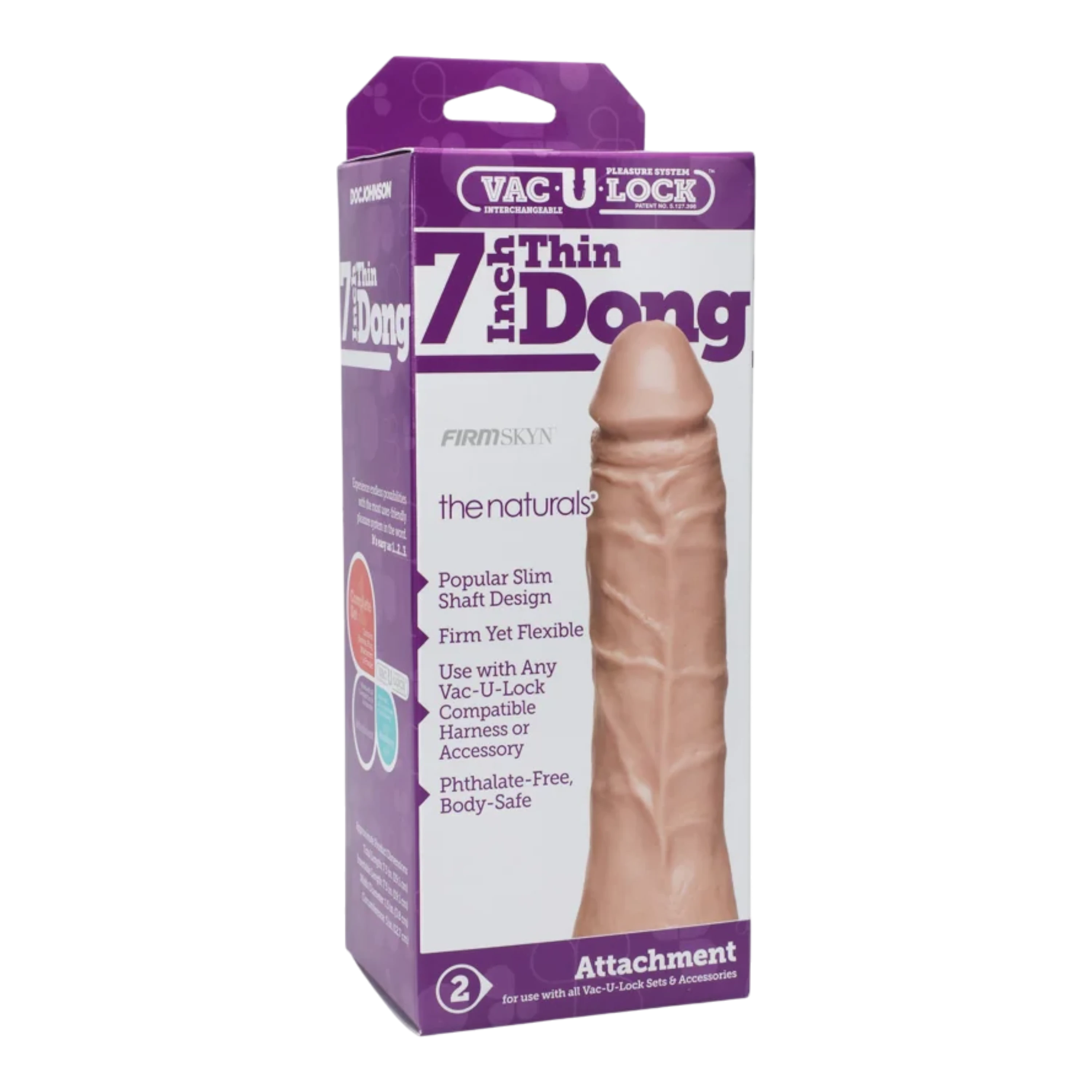 Doc Johnson Vac-U-Lock 7" Thin Dong - The Naturals White