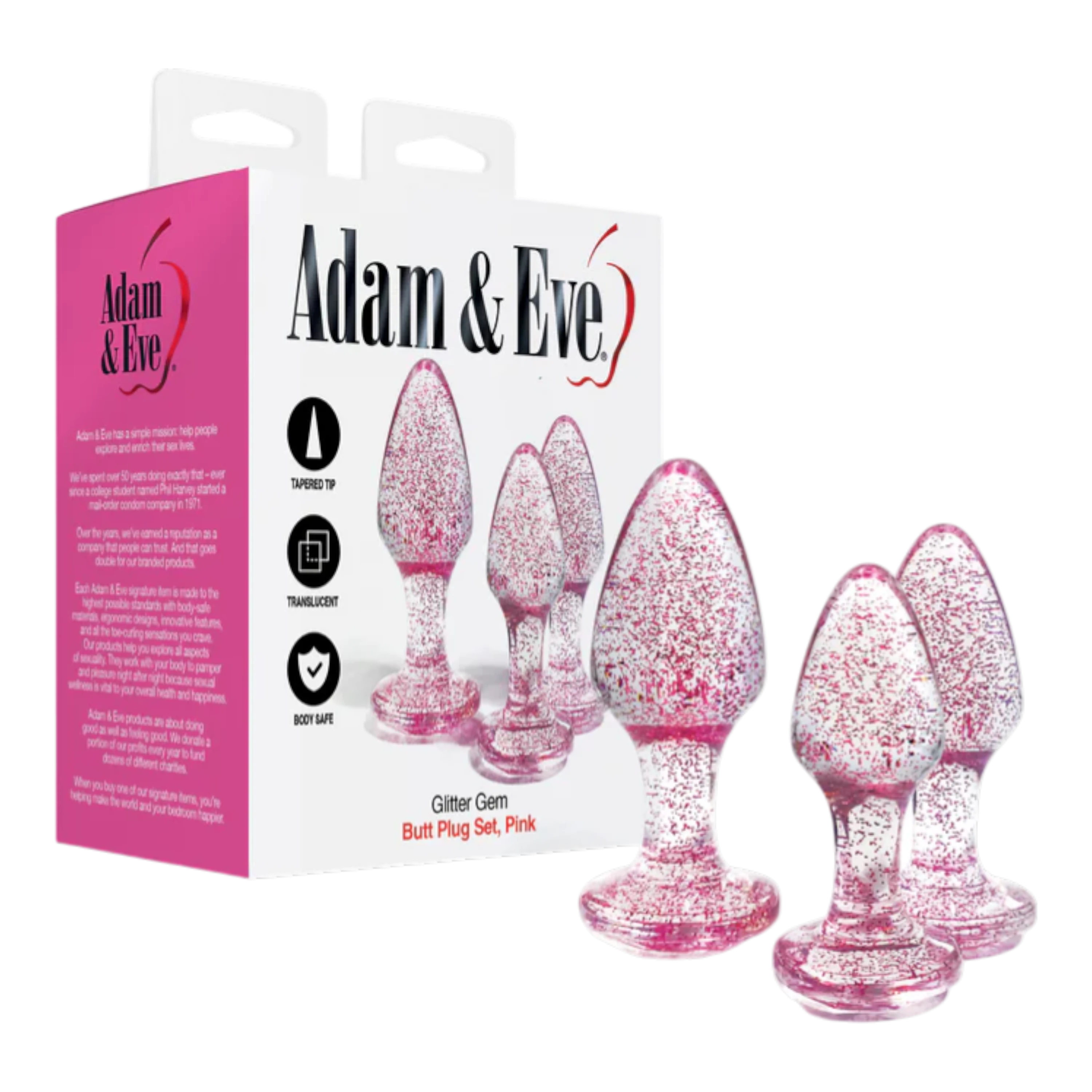 Adam & Eve Glitter Gem Butt Plug Set Pink