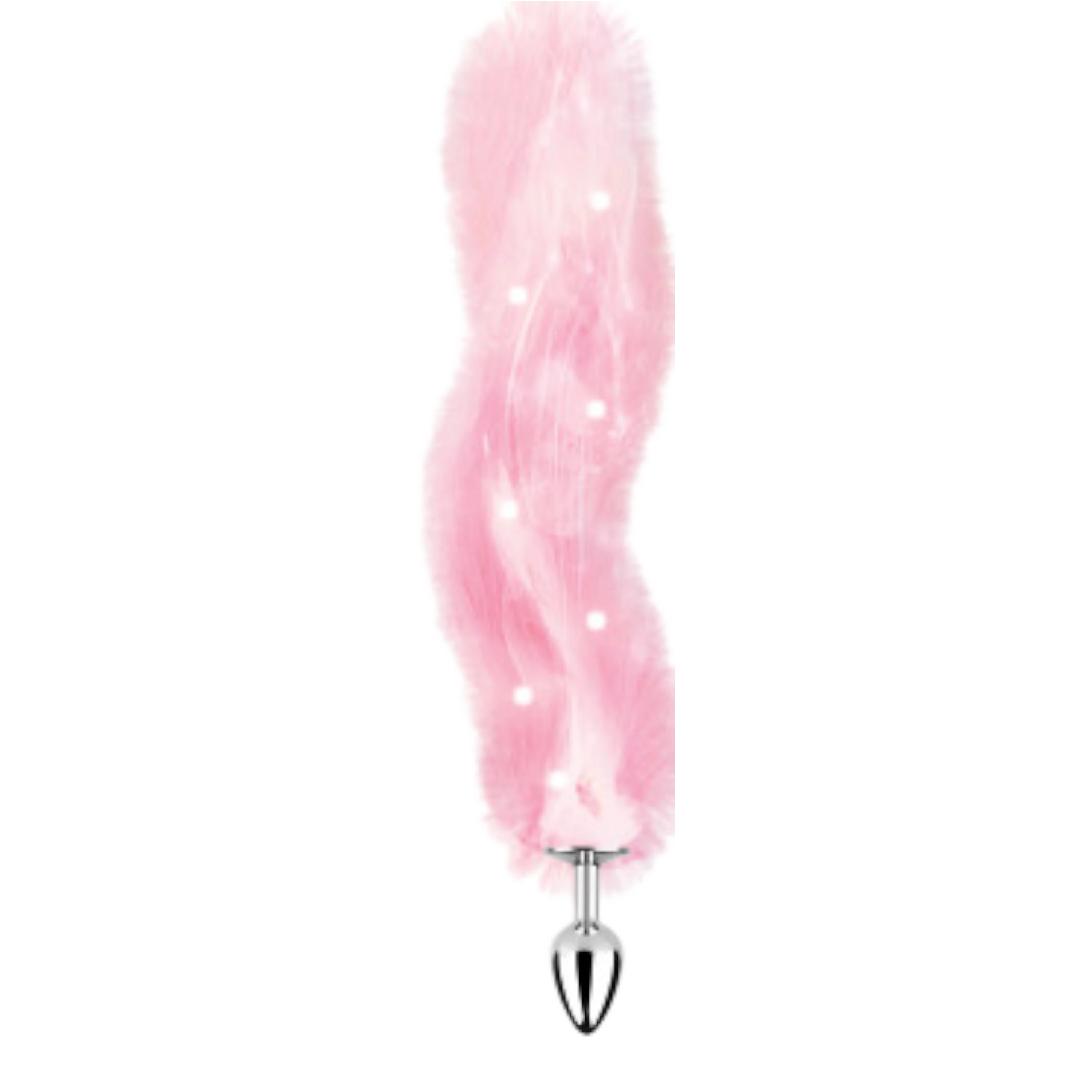 Foxy Tail - Light Up Faux Fur Butt Plug - Pink Plug - Pink