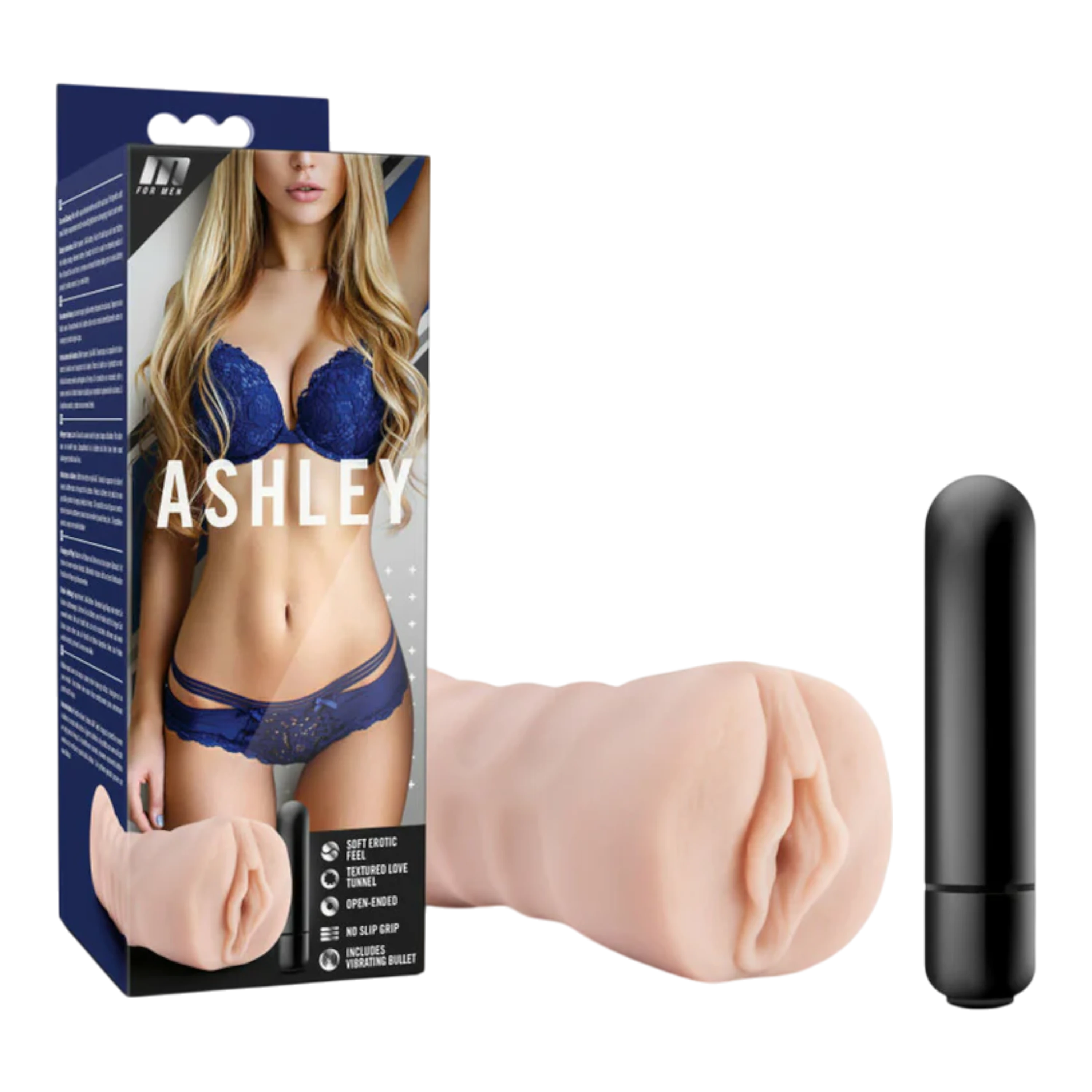 M for Men Ashley Vagina Stroker with Bullet Vibrator Beige