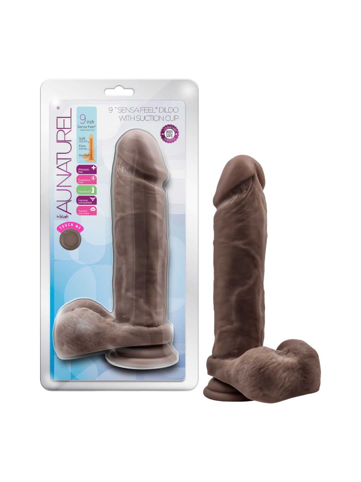 Blush — Au Naturel 9 in Dildo with Suction Cup (Chocolate)