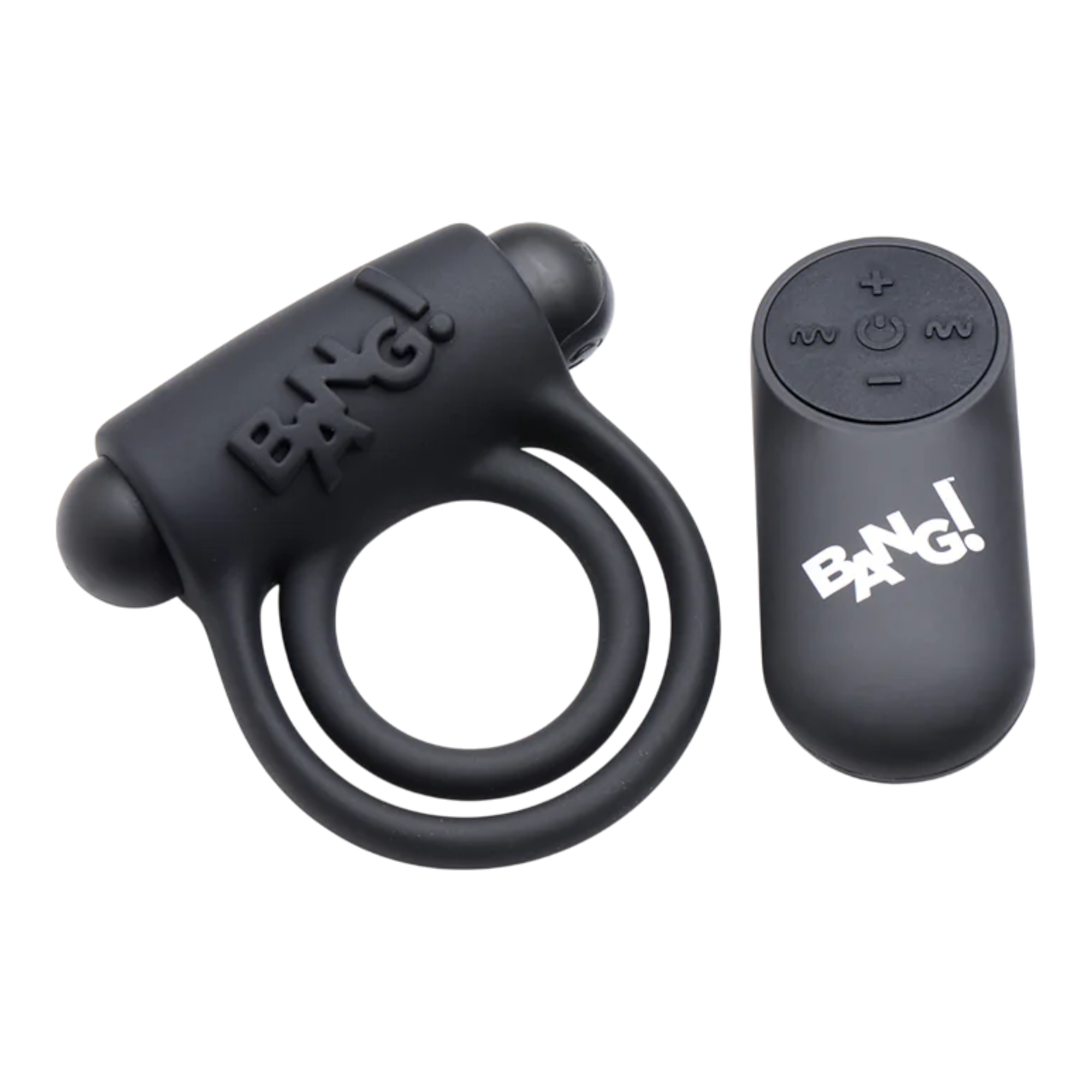 BANG! Silicone Cock Ring & Bullet with Remote Control Black