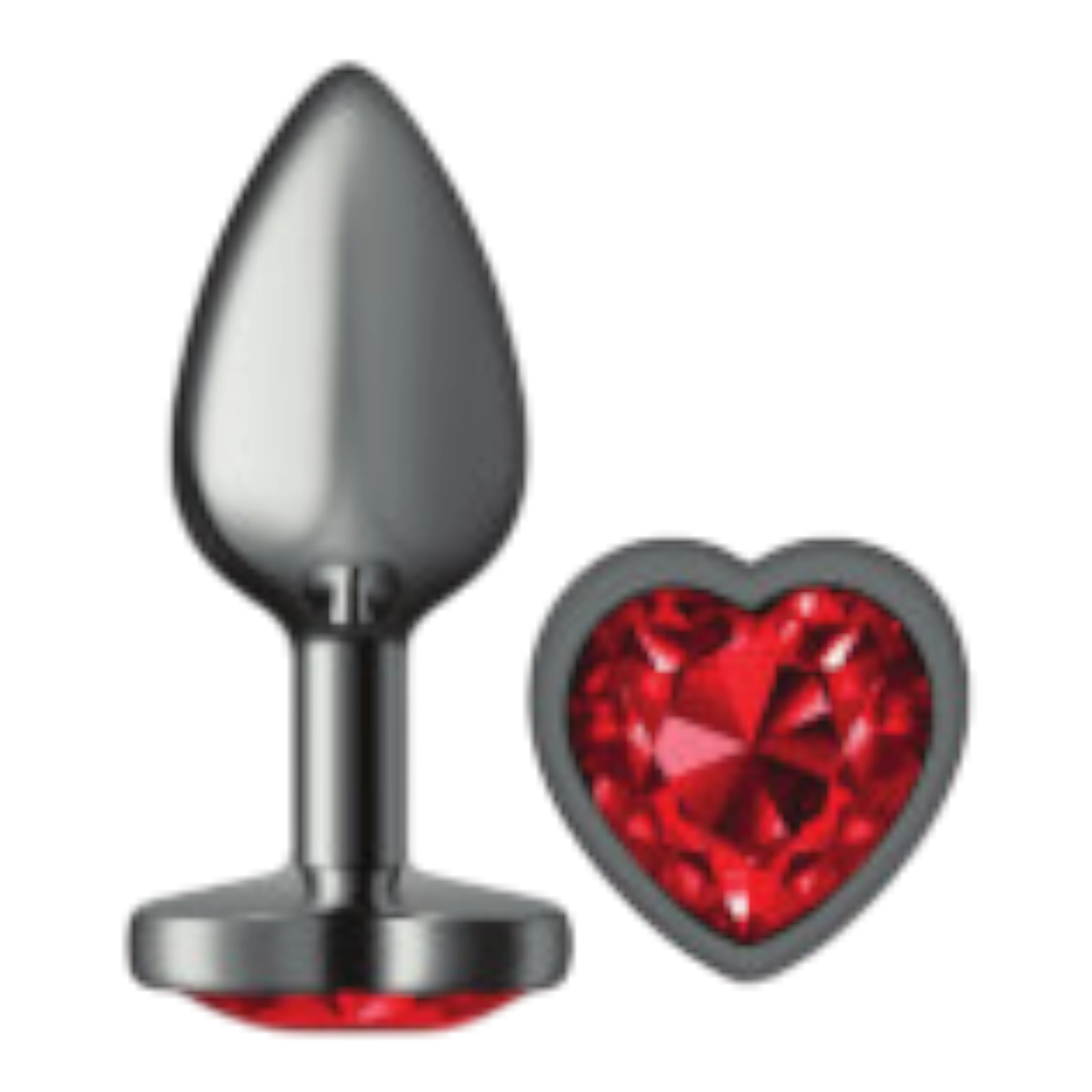 Deep Red Heart Gem Gunmetal Metal Plug - Sm