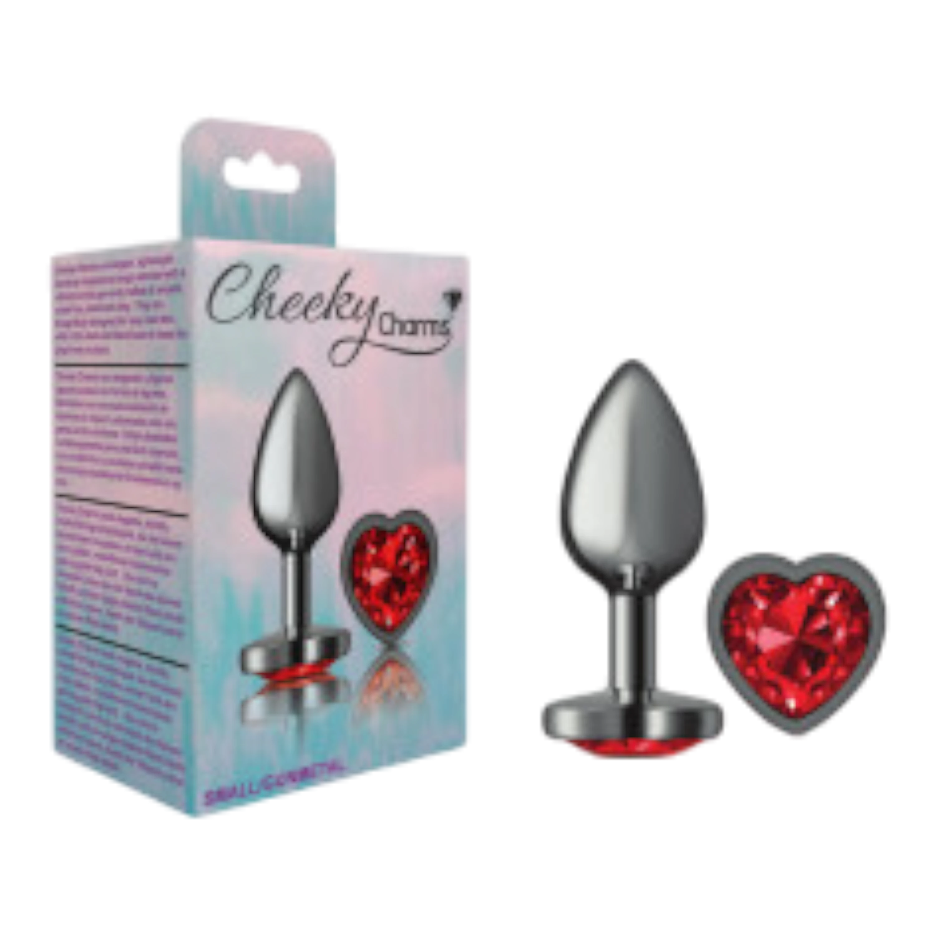 Deep Red Heart Gem Gunmetal Metal Plug - Sm