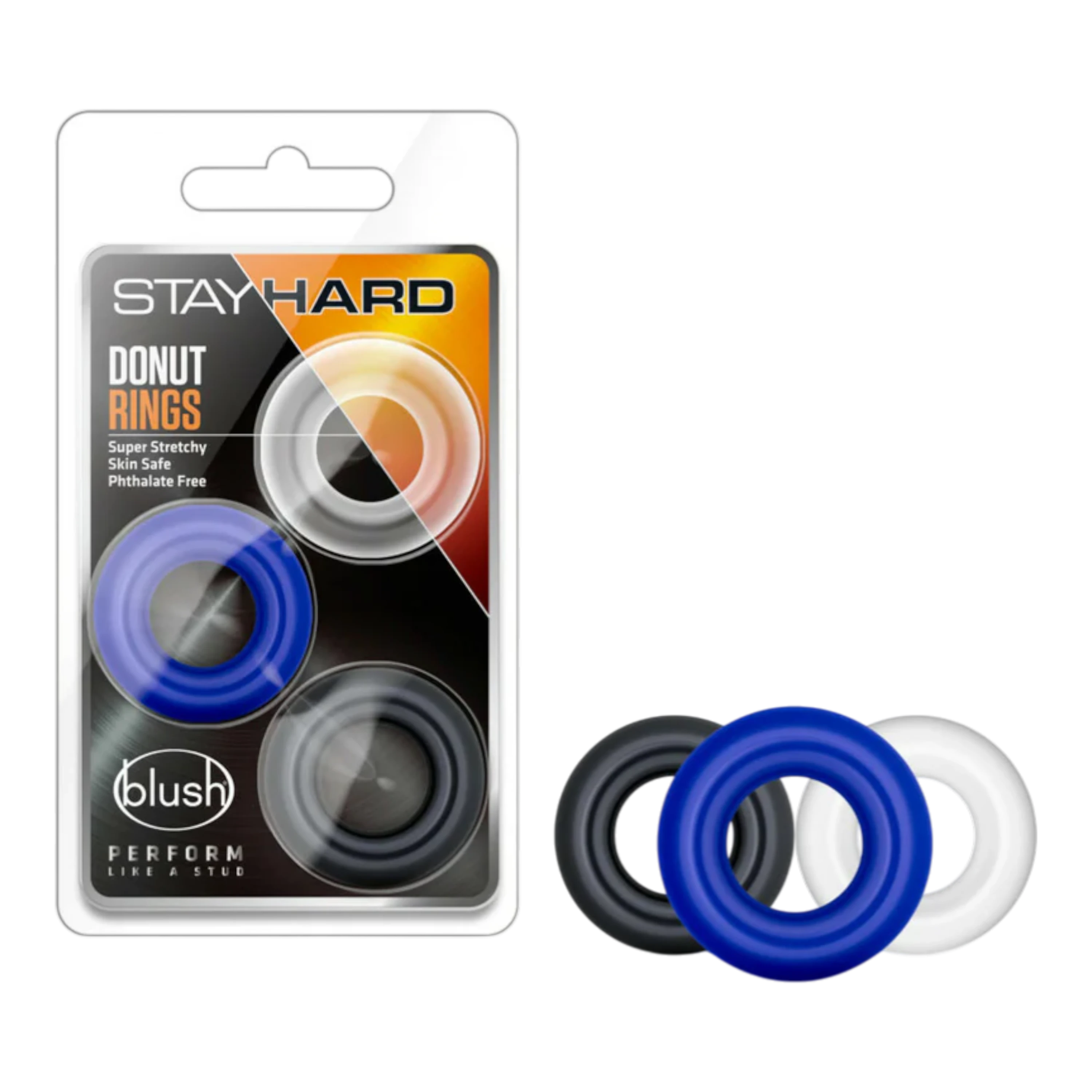 Stay Hard Donut Rings 3-Piece Cockring Set Assorted Colors