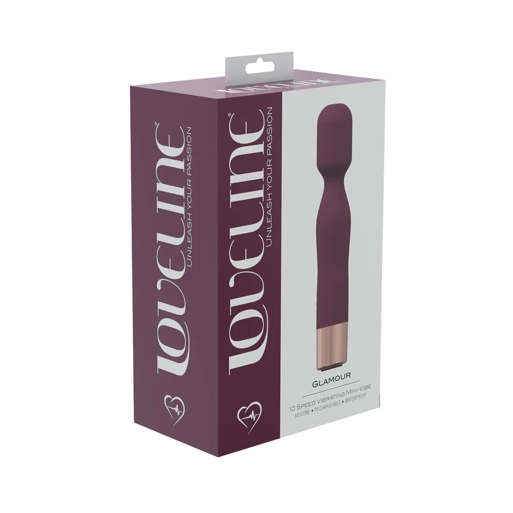 LoveLine Glamour 10 Speed Mini-Wand Silicone Rechargeable Waterproof Burgundy
