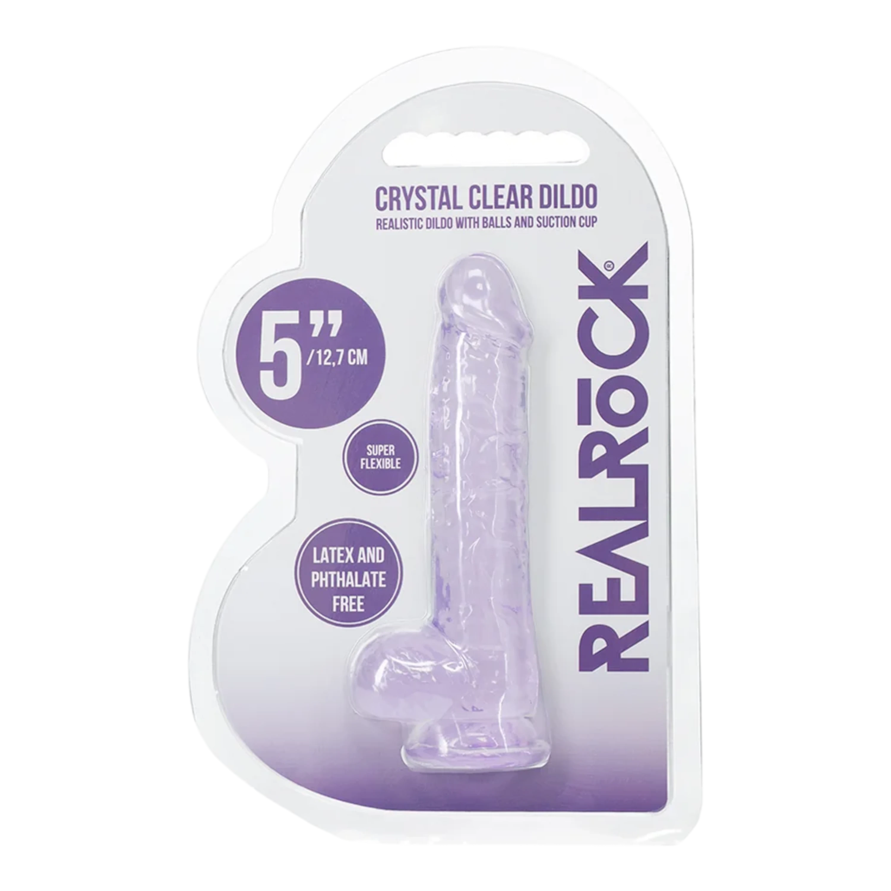 RealRock Realistic 5" Dildo with Balls - Purple