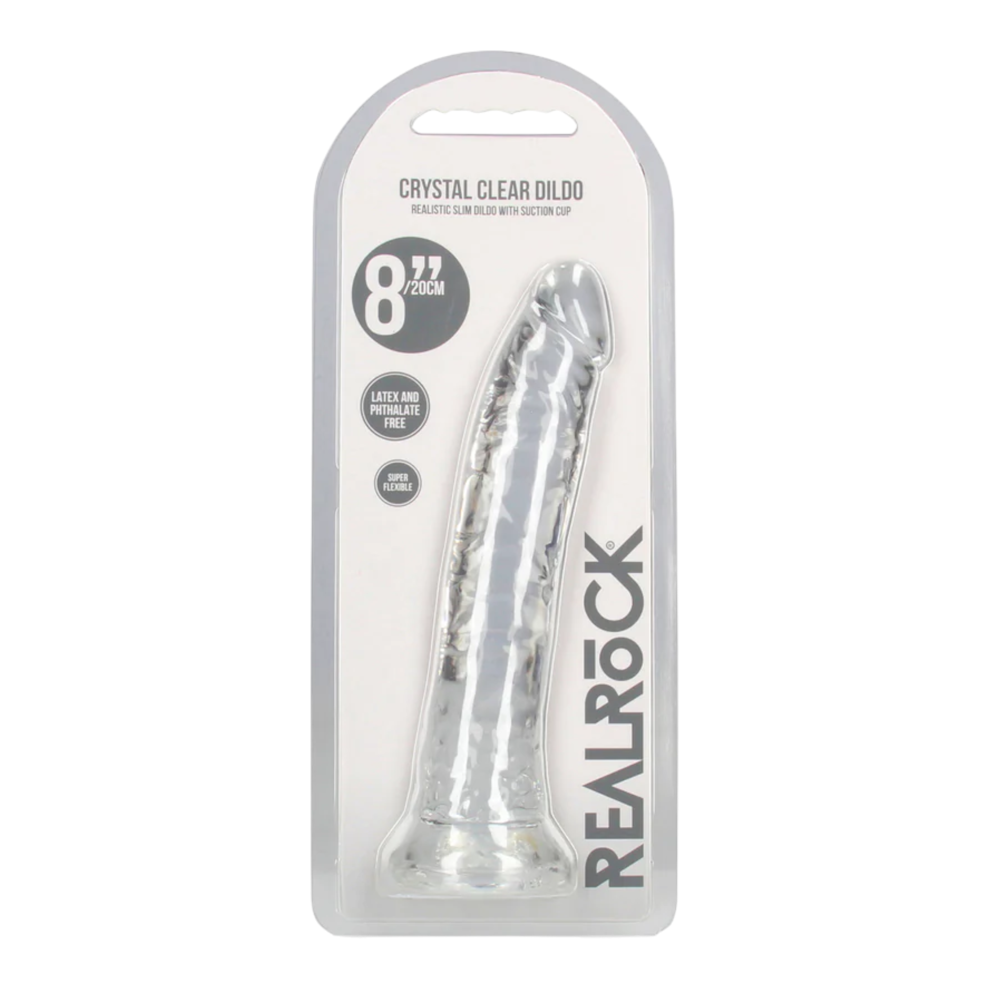RealRock Crystal Clear Slim 8 in. Dildo Clear
