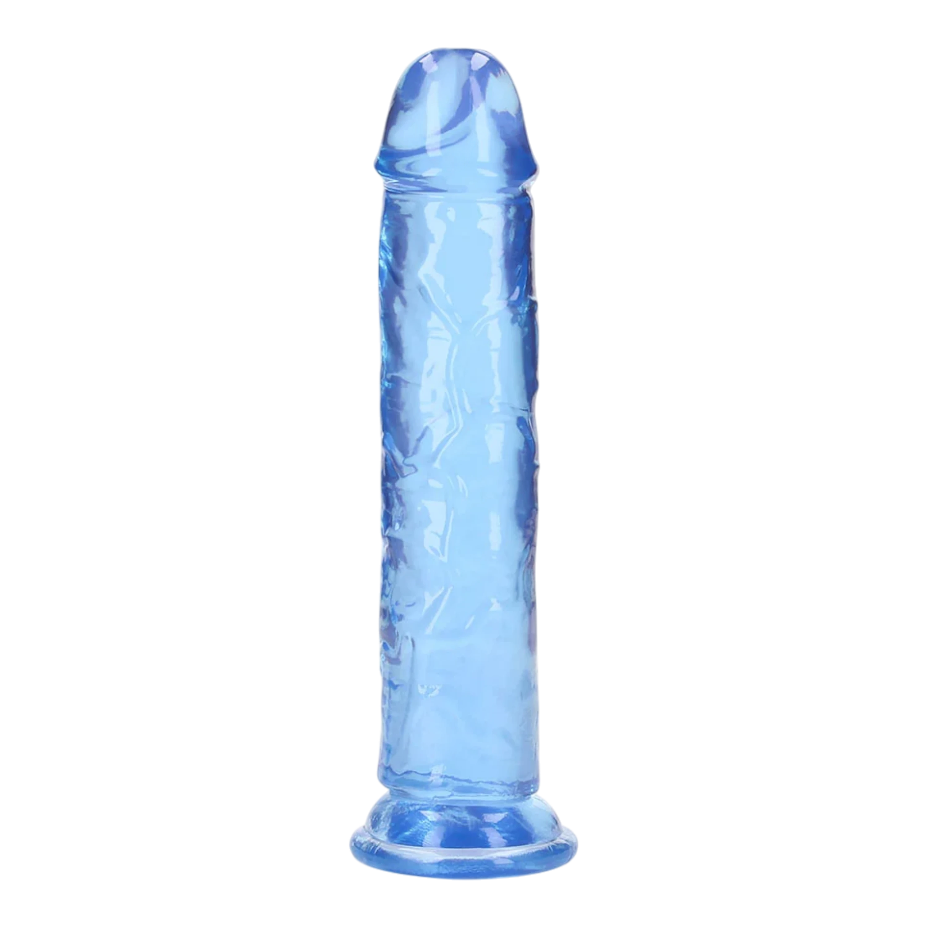 RealRock Crystal Clear Straight 8" Dildo Without Balls - Blue