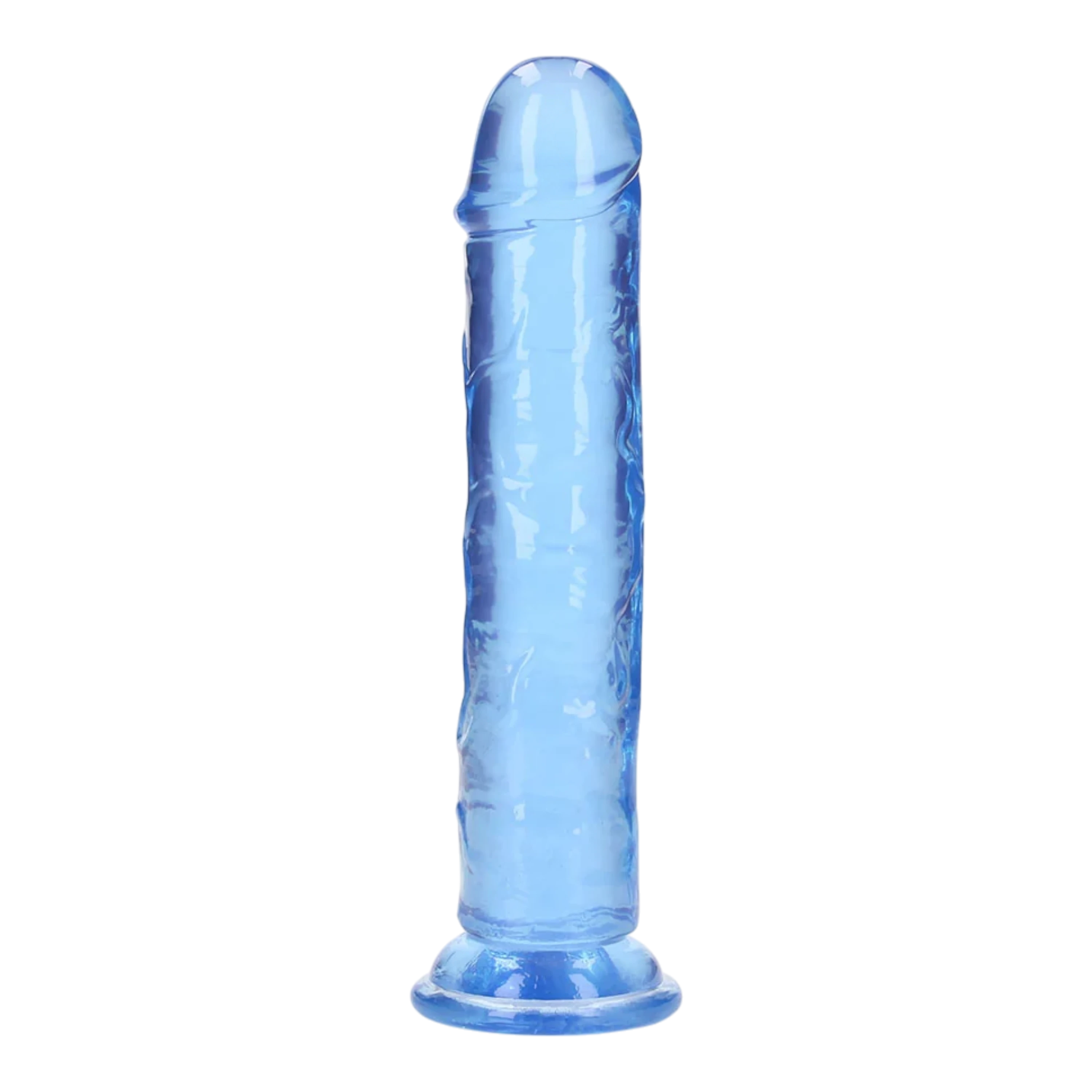 RealRock Crystal Clear Straight 8" Dildo Without Balls - Blue